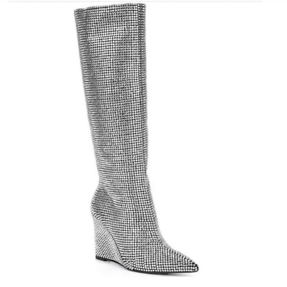 Beautiful bedazzled wedged Gianni Bini knee-high boots